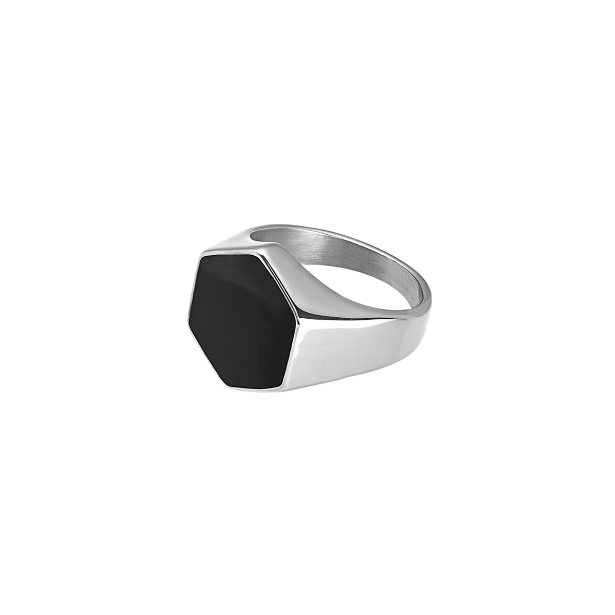 BLACK HEXA SIGNET RING