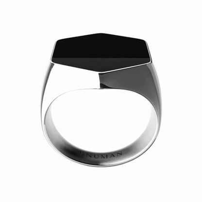 BLACK HEXA SIGNET RING